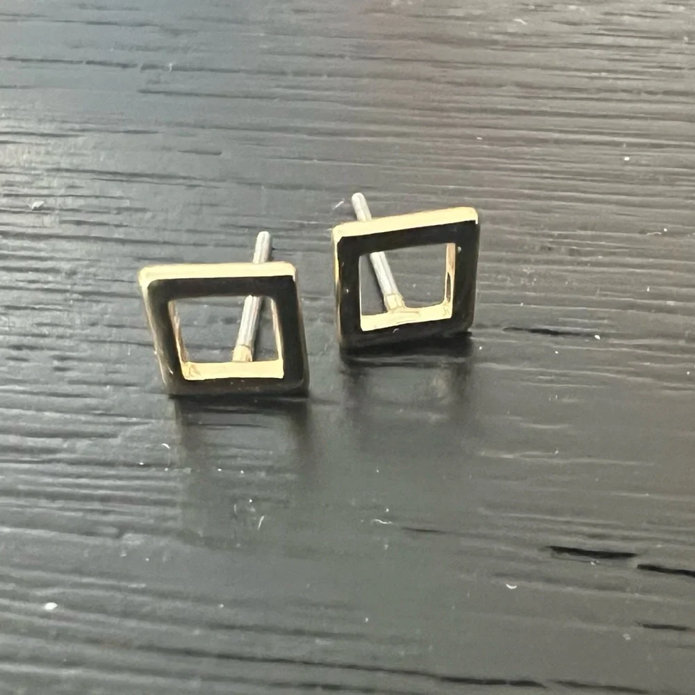 Gold Square Geometric Stud Earrings